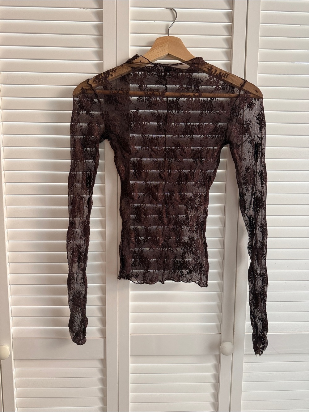 Free PeopleWomen's Sheer Lace Long-Sleeve Top - Maroon